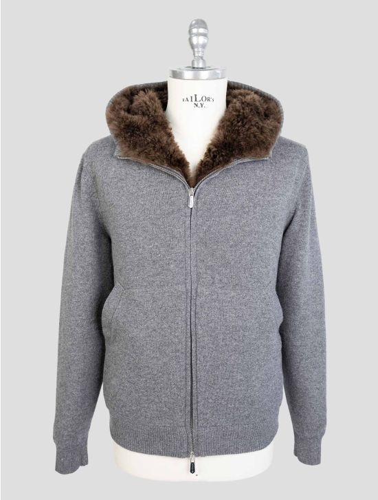 Svevo Gray Cashmere Fur Cashmere Sweater Coat 1