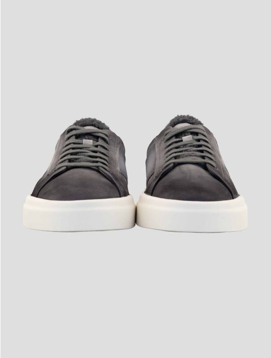 Santoni Gray Leather Suede Sneakers 2