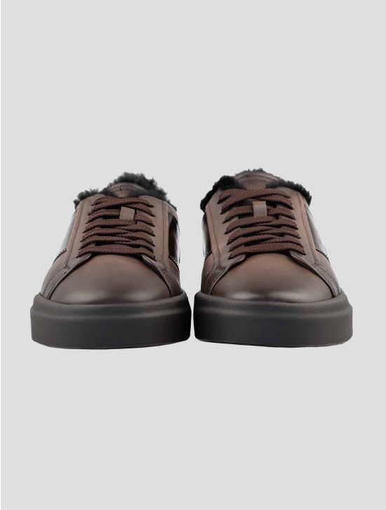 Santoni Brown Leather Sheep Sneakers 2