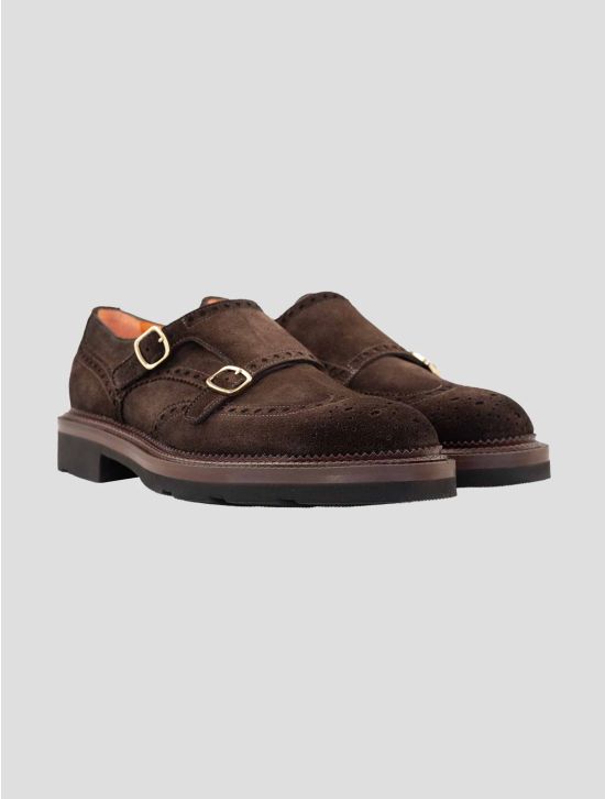 Santoni Brown Leather Suede Dress Shoes 1