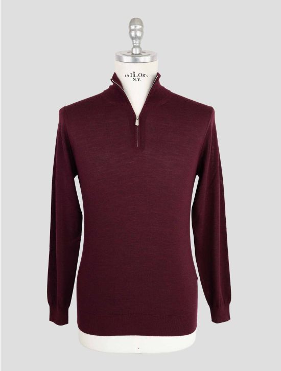 Marco Pescarolo Burgundy Virgin Wool Sweater Half Zip 1