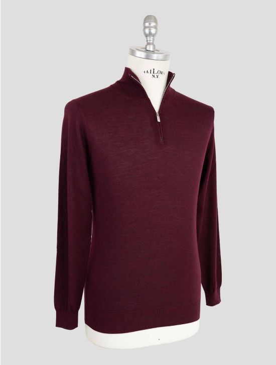 Marco Pescarolo Burgundy Virgin Wool Sweater Half Zip 2