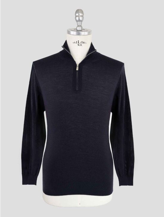 Marco Pescarolo Blue Virgin Wool Sweater Half Zip 1