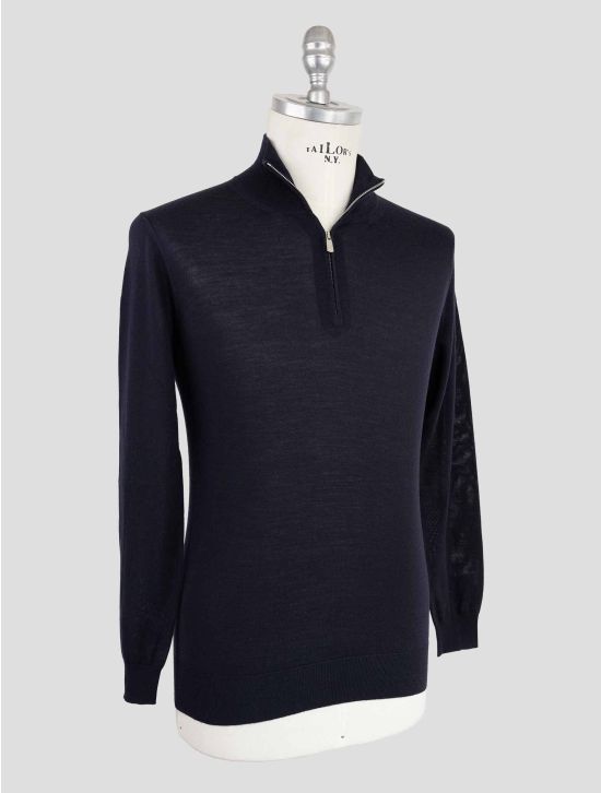 Marco Pescarolo Blue Virgin Wool Sweater Half Zip 2