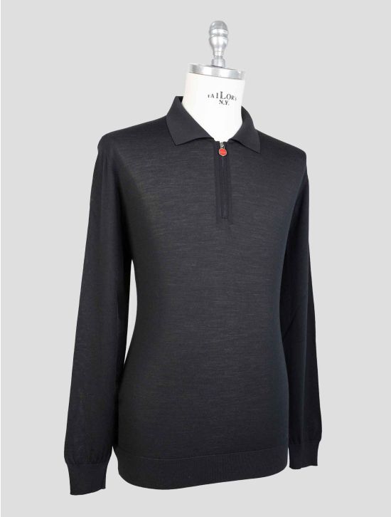 Kiton Black Wool 14 Micron Sweater Hal Zip 2