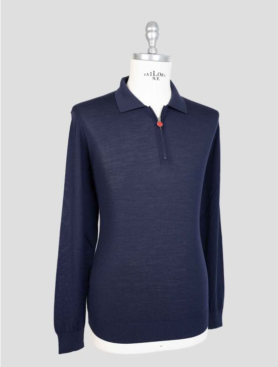 Kiton Dark Blue Wool 14 Micron Sweater Hal Zip 2