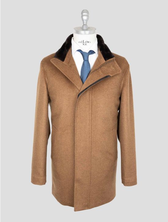 Cesare Attolini Brown Cashmere Weasel Fur Collar Overcoat 1