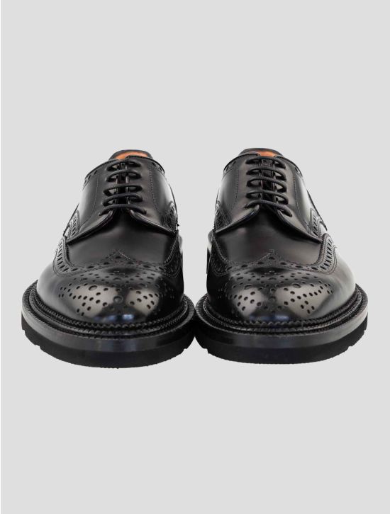 Santoni Black Leather Dress Shoes 2
