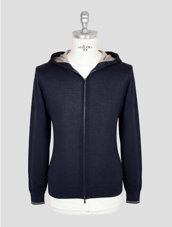 Fioroni Dark Blue Cashmere Silk Sweater Full Zip 1