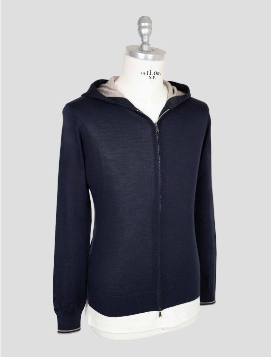 Fioroni Dark Blue Cashmere Silk Sweater Full Zip 2