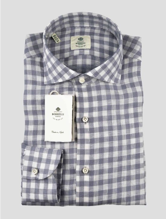 Luigi Borrelli Gray White Linen Shirt 1
