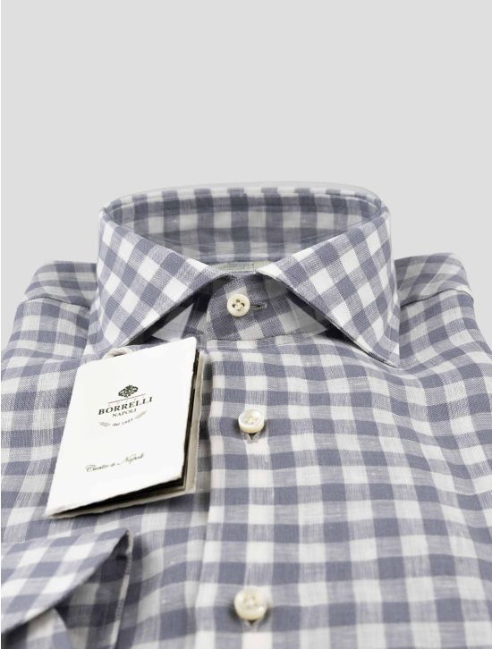Luigi Borrelli Gray White Linen Shirt 2
