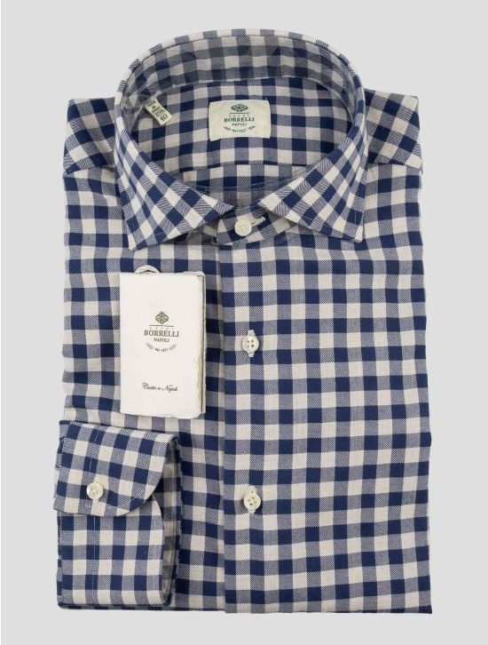 Luigi Borrelli Blue White Cotton Shirt 1