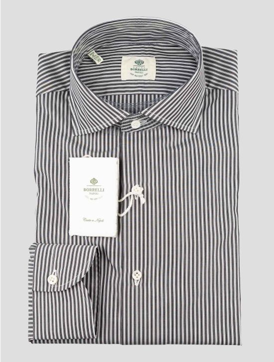 Luigi Borrelli Black White  Cotton Shirt 1