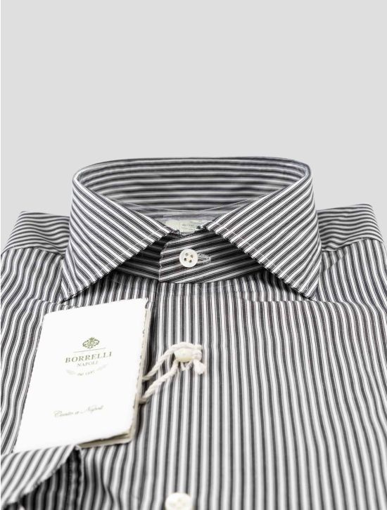 Luigi Borrelli Black White  Cotton Shirt 2