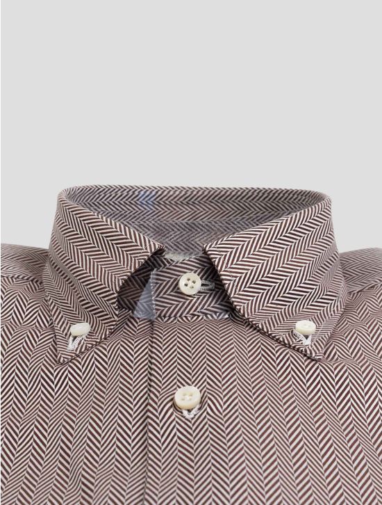 Luigi Borrelli Burgundy White Cotton Shirt 2