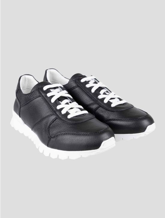 Kiton Black Leather Deerskin Sneakers 1