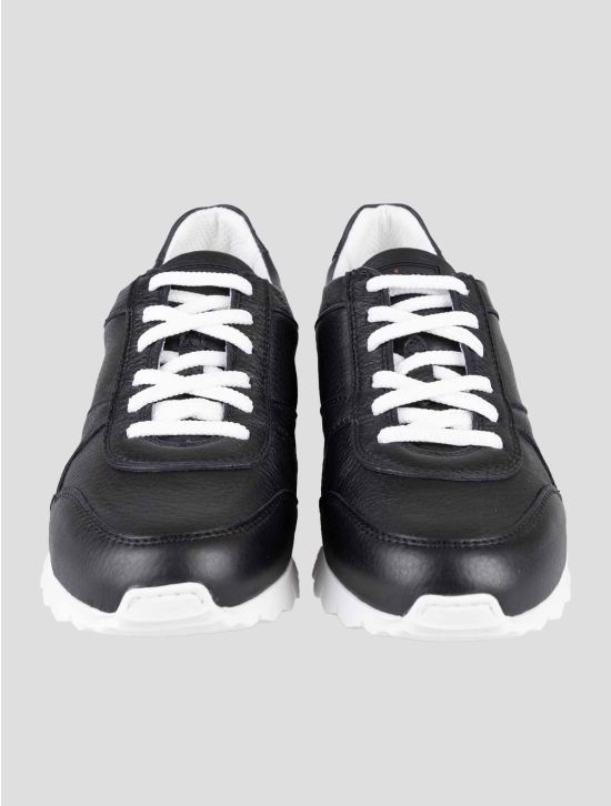 Kiton Black Leather Deerskin Sneakers 2