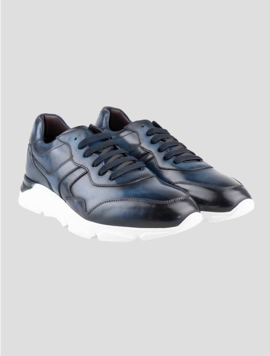 Peluso 1907 Blue Leather Sneakers 1