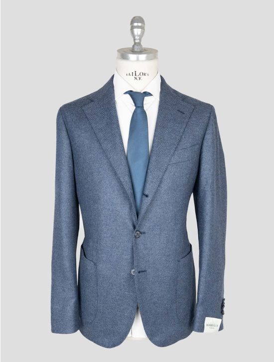 Luigi Borrelli Blue Virgin Wool Cotton Cashmere Blazer 1
