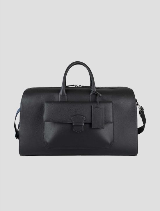 Isaia black Leather Travel Bag 1