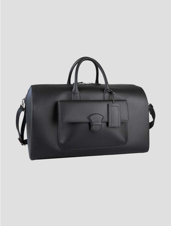 Isaia black Leather Travel Bag 2
