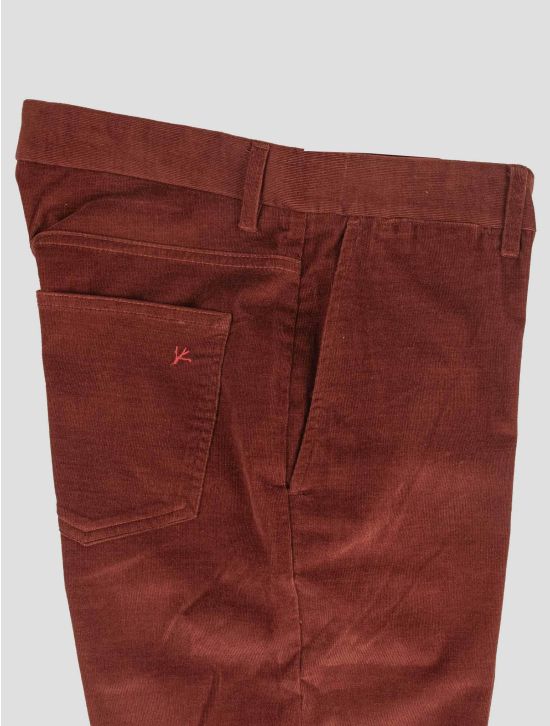 Isaia Burgundy Cotton Ea Velvet Pants 2