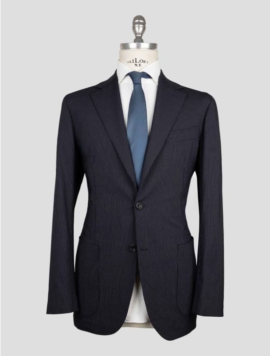 Sartorio Napoli Dark Blue White Virgin Wool Ea Suit 1