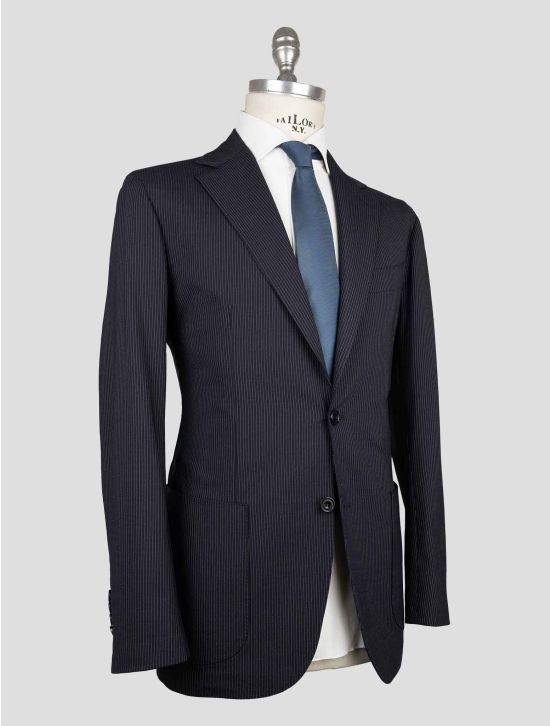 Sartorio Napoli Dark Blue White Virgin Wool Ea Suit 2