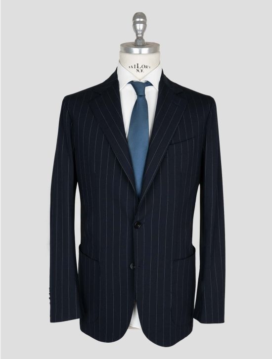 Sartorio Napoli Dark Blue White Virgin Wool Ea Suit 1