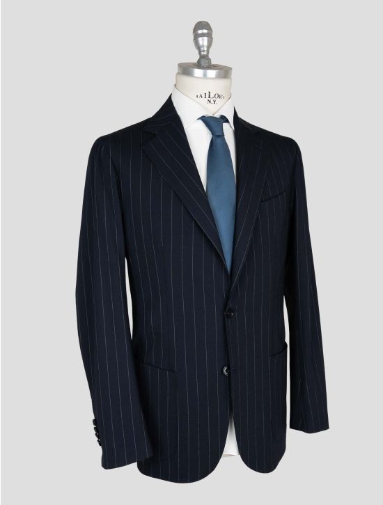 Sartorio Napoli Dark Blue White Virgin Wool Ea Suit 2
