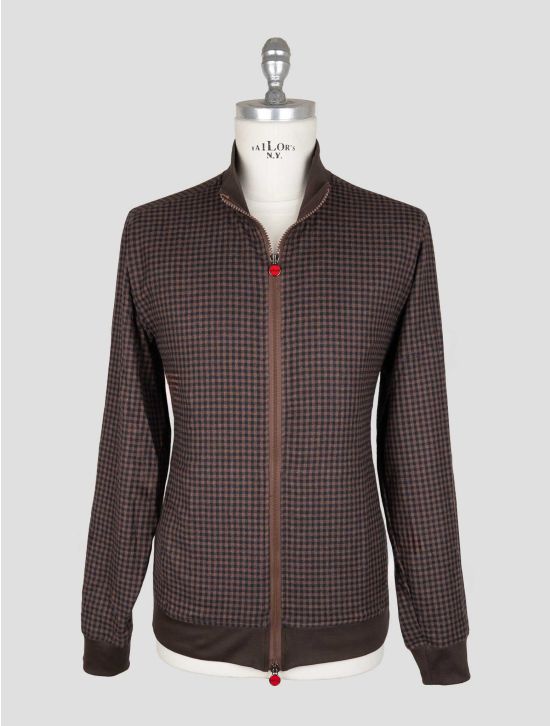Kiton Brown Blue Cotton Ea Coat B-ONE 1