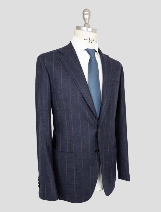 Sartorio Napoli Blue Brown Silk Wool Cashmere Suit 2