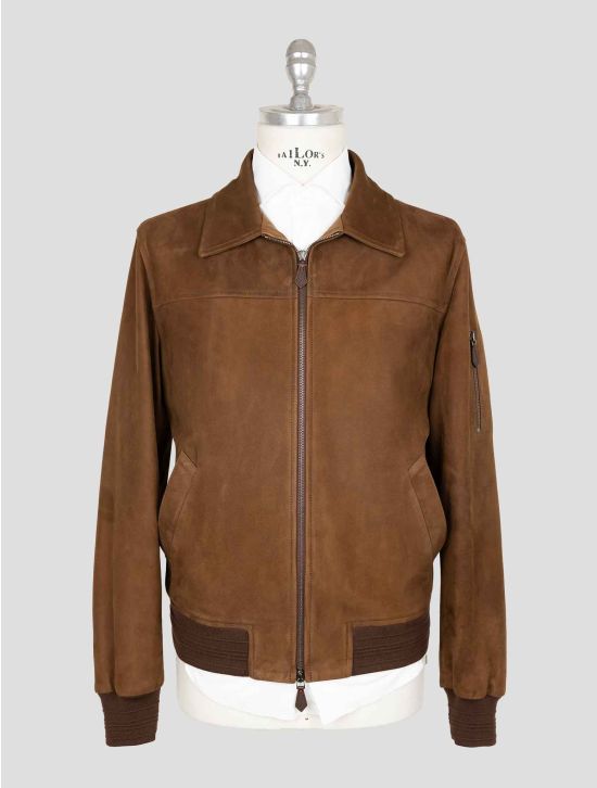 Isaia Brown Leather Suede Coat 1