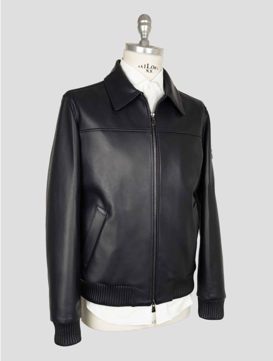 Isaia Blue Leather  Coat 2