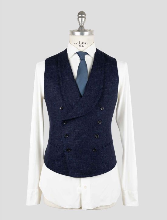 Tagliatore Blue Virgin Wool Silk Cototn Pa Cashere Ea Gilet 1