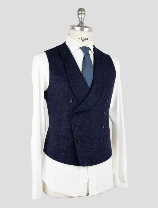 Tagliatore Blue Virgin Wool Silk Cototn Pa Cashere Ea Gilet 2