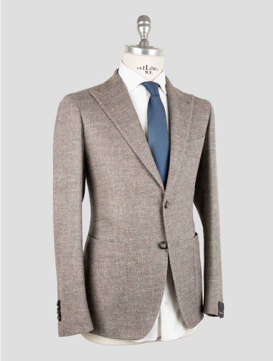 Tagliatore Taupe Virgin Wool Silk Cototn Pa Cashere Ea Blazer 2
