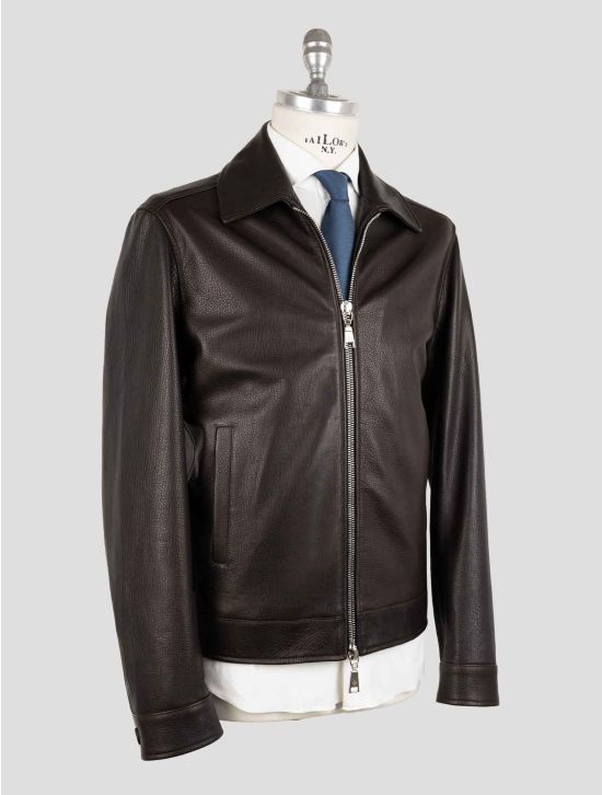 Tagliatore Black Leather Coat 2