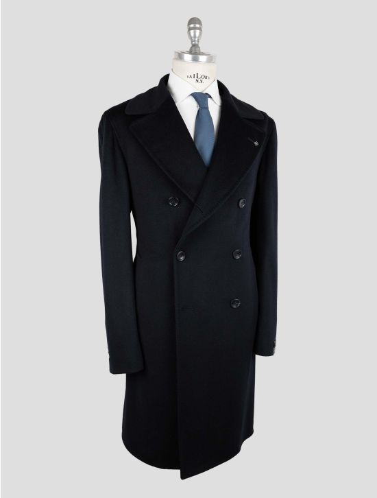 Tagliatore Black Virgin Wool Double Breasted Overcoat 2