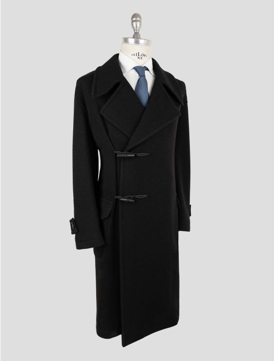 Tagliatore Black Virgin Wool Pa Overcoat 2