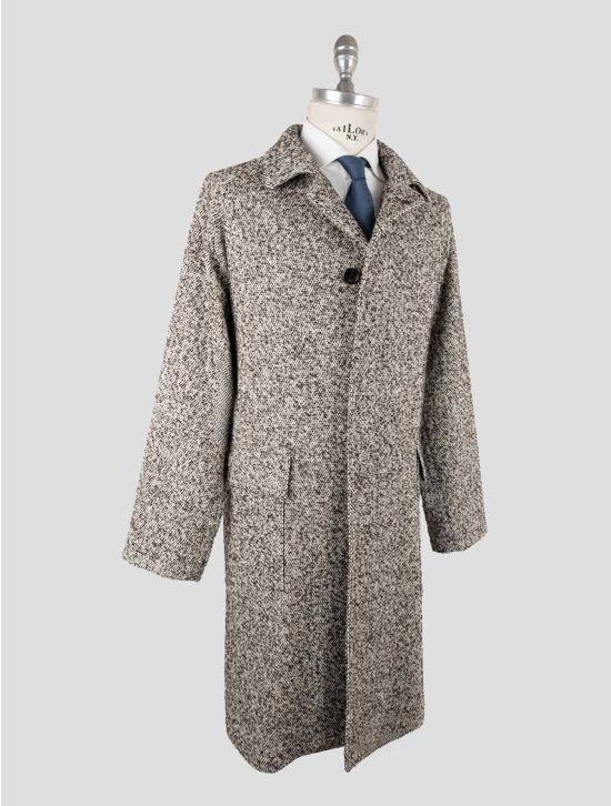 Tagliatore Brown White Wool Acrylic Pl  Overcoat 2