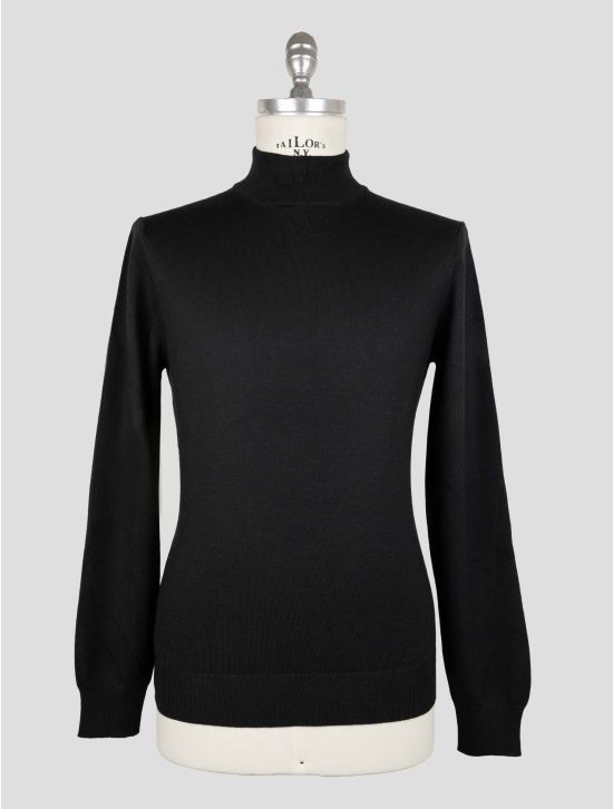 Tagliatore Black virgin Wool Half Neck Sweater 1