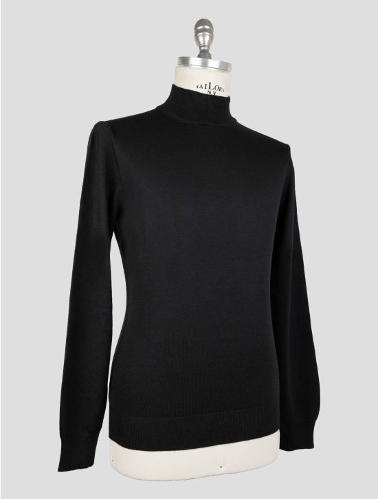Tagliatore Black virgin Wool Half Neck Sweater 2