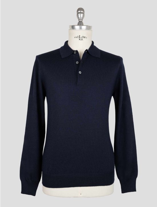 Tagliatore Blue virgin Wool Sweater Polo 1