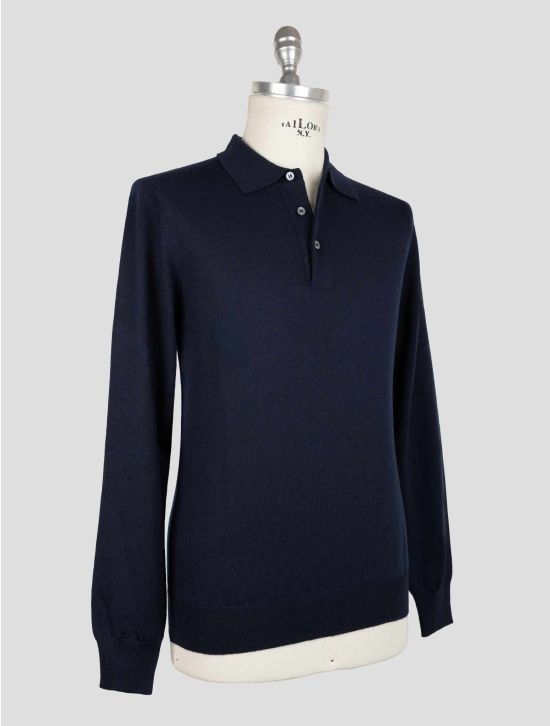 Tagliatore Blue virgin Wool Sweater Polo 2