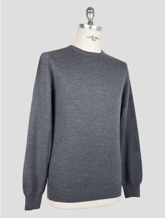 Tagliatore Gray Virgin Wool Crewneck Sweater 2