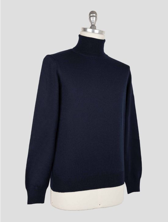 Tagliatore Blue Virgin Wool Turtleneck Sweater 2