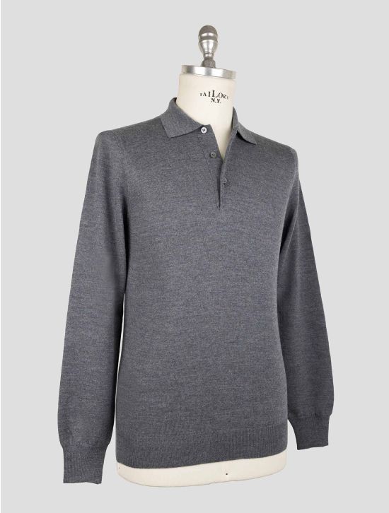 Tagliatore Gray Virgin Wool Sweater Polo 2