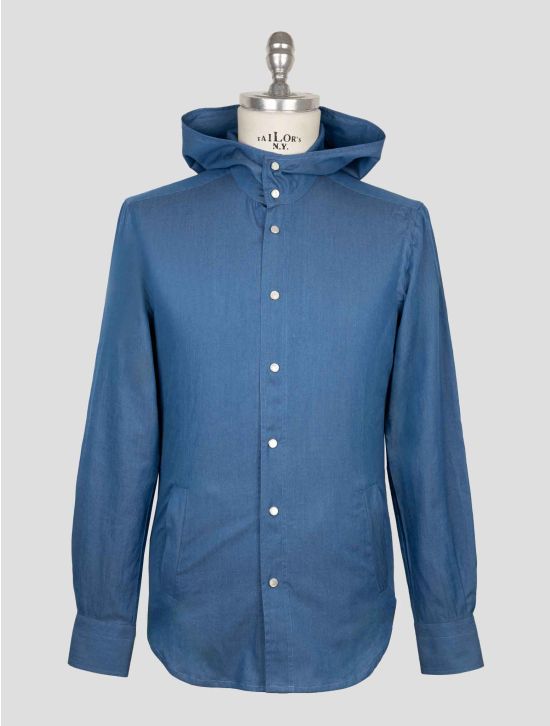 Kiton Blue Cotton Shirt Mariano 1